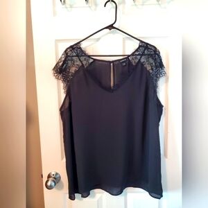 Black blouse with lace sleeves